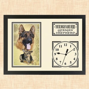Personalised German Shepherd Framed Dog Clock