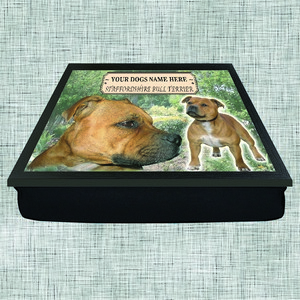 Brown Staffordshire Bull Terrier Personalised Lap Tray