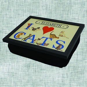 I Love Cats Personalised Lap Tray