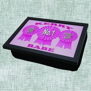 No.1 Babe Rosette Personalised Lap Tray