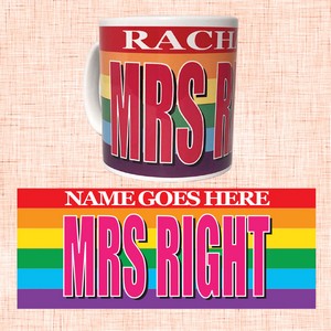 Mrs Right Personalised Pride Mug