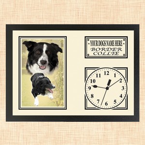 Personalised Border Collie Framed Dog Clock