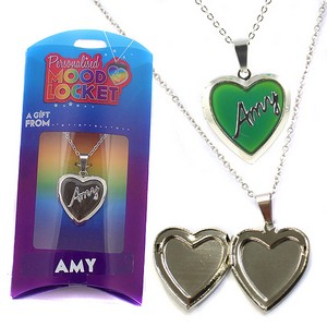 Colour Changing Personalised Mood Locket Necklace:- Amy