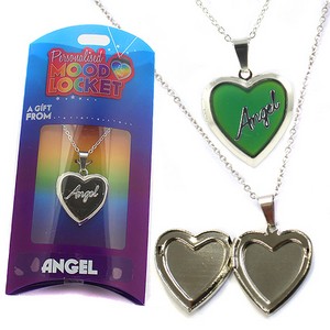 Colour Changing Personalised Mood Locket Necklace:- Angel