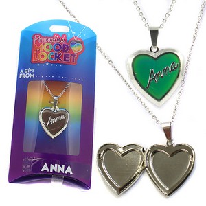 Colour Changing Personalised Mood Locket Necklace:- Anna