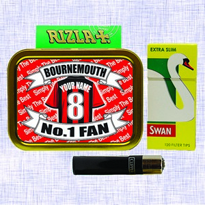 Bournemouth Football Shirt Personalised Tobacco Tin & Products