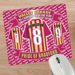 Bradford Football Shirt Personalised Mouse Mat