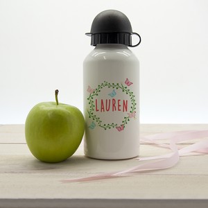 Childs Butterfly Wreath Personalised Water Bottle