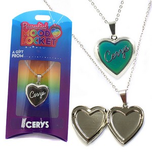 Colour Changing Personalised Mood Locket Necklace:- Cerys