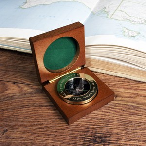 Travellers Personalised Brass Compass With Wooden Box 