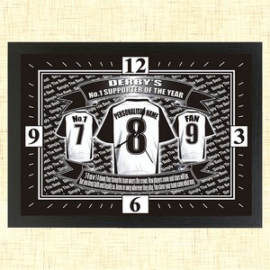 Personalised Derby Football Team Shirt Clock