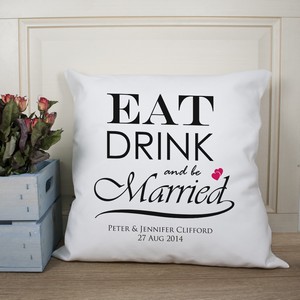 Couple's Eat, Drink and be Married Personalised Cushion Cover
