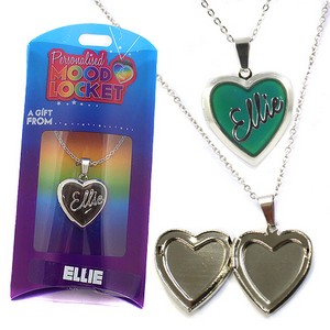 Colour Changing Personalised Mood Locket Necklace:- Ellie