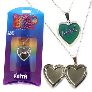 Colour Changing Personalised Mood Locket Necklace:- Faith