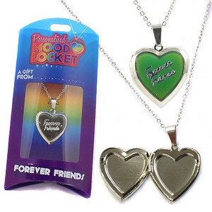 Colour Changing Personalised Mood Locket Necklace:- Forever Friends