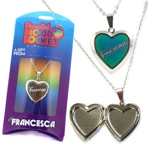 Colour Changing Personalised Mood Locket Necklace:- Francesca