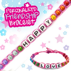 Girls Personalised Friendship Bracelet:- Happy