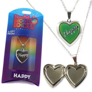 Colour Changing Personalised Mood Locket Necklace:- Happy