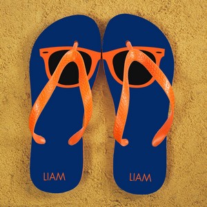 Blue and Orange Holiday Style Personalised Flip Flops  