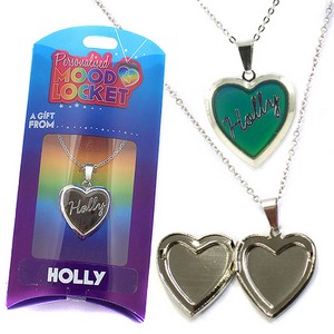 Colour Changing Personalised Mood Locket Necklace:- Holly
