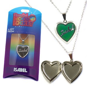 Colour Changing Personalised Mood Locket Necklace:- Isabel