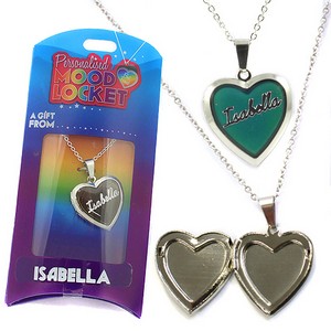 Colour Changing Personalised Mood Locket Necklace:- Isabella