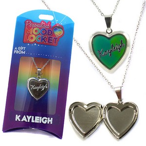 Colour Changing Personalised Mood Locket Necklace:- Kayleigh