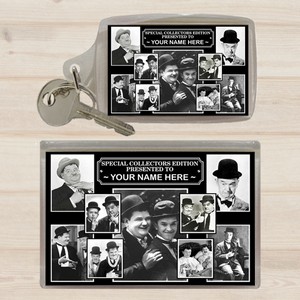 Laurel & Hardy Personalised  Icon Keyring and Magnet Set