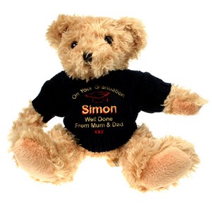 Light Brown Personalised Graduation Teddy Bear With Blue Jumper