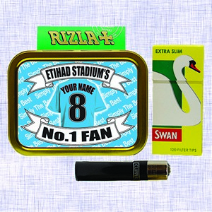 Manchester City Football Shirt Personalised Tobacco Tin & Products