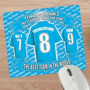 Manchester City Football Shirt Personalised Mouse Mat