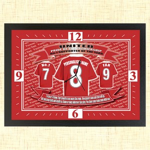 Personalised Manchester United Football Team Shirt Clock