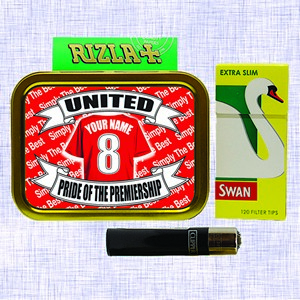 Manchester United Football Shirt Personalised Tobacco Tin & Products