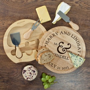 Classic Mr & Mrs Personalised Cheese Board Set