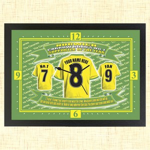 Personalised Norwich Football Team Shirt Clock