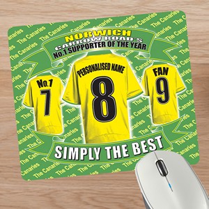 Norwich Football Shirt Personalised Mouse Mat