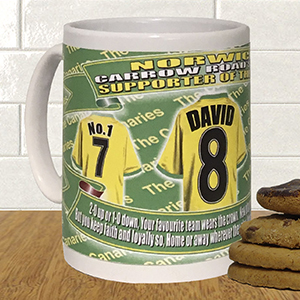 Norwich Personalised Football Shirt Mug
