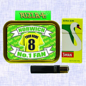 Norwich Football Shirt Personalised Tobacco Tin & Products
