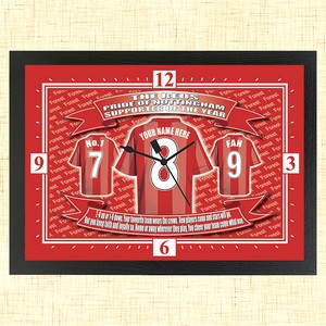 Personalised Nottingham Forest Football Team Shirt Clock