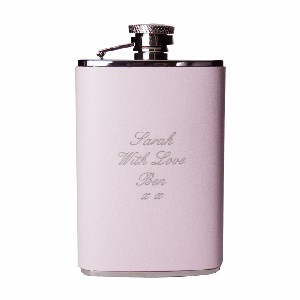 Pink Leather Personalised  (Any Message) Hip Flask