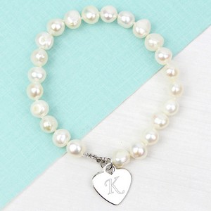 White Freshwater Personalised Initial Pearl Bracelet
