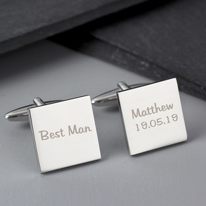 Wedding Role Personalised Square Cufflinks 