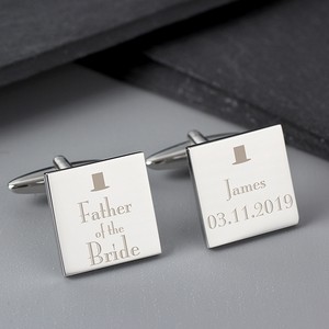 Decorative Wedding Father of the Bride Personalised Square Cufflinks