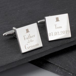 Decorative Wedding Father of the Groom Personalised Square Cufflinks