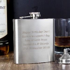 Stainless Steel Any Message Personalised Hip Flask