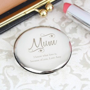 Swirls & Hearts Personalised Mum Compact Mirror