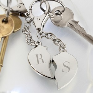  Two Hearts Keyring Personalised With Initials