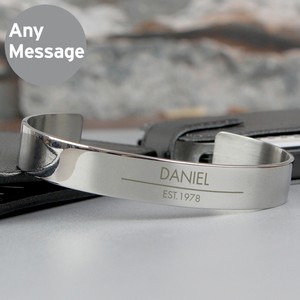 Classic Stainless Steel Unisex Personalised (Any Message) Bangle