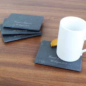 Script Engraved 4 Pack of Personalised Slate Coasters