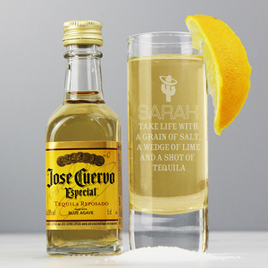  Miniature Tequila and Personalised Tequila Shot Glass 
